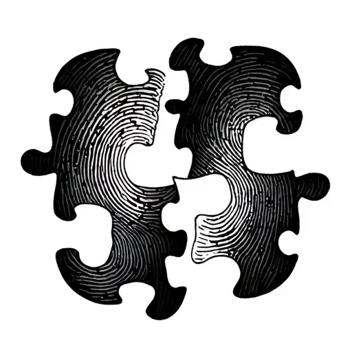 fingerprint heart halve puzzle pieces  tattoo design idea