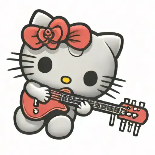 hello kitty metal music tattoo design idea