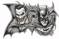 batman and joker inside a bat symbol same but with less detail still less detail make it easy to draw tattoo design idea