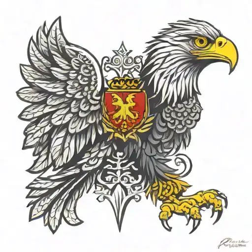 polish eagle and writing Proud of Origin tattoo design idea