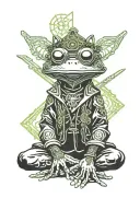 samurai frog meditating tattoo design idea