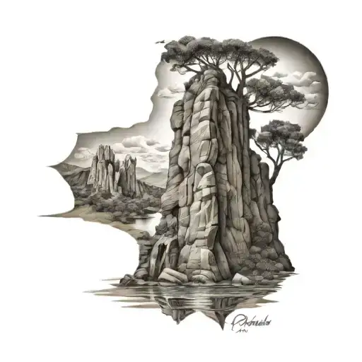pinnacles cliff tattoo design idea