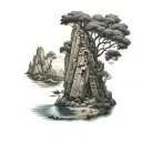 pinnacles cliff tattoo design idea