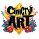 "CinCity Art" text banner tattoo design idea