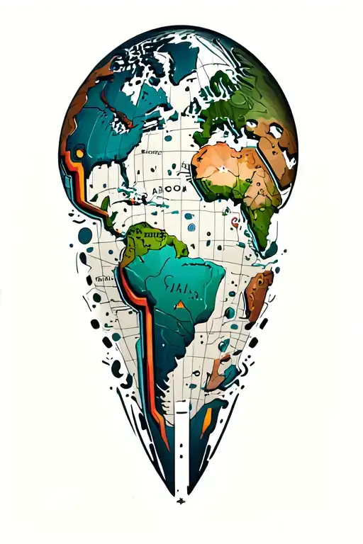 world map tattoo design idea