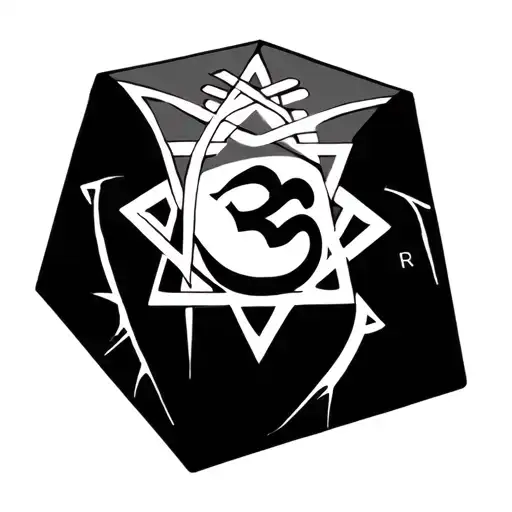 create a hexagram with om s inside on cube symbol combined tattoo design idea