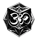 create a hexagram with om s inside on cube symbol combined tattoo design idea