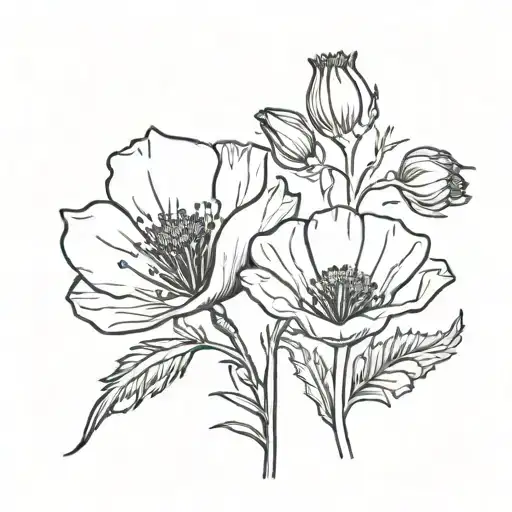 a pomegranate and a california poppy sitting next to eachother tattoo design idea