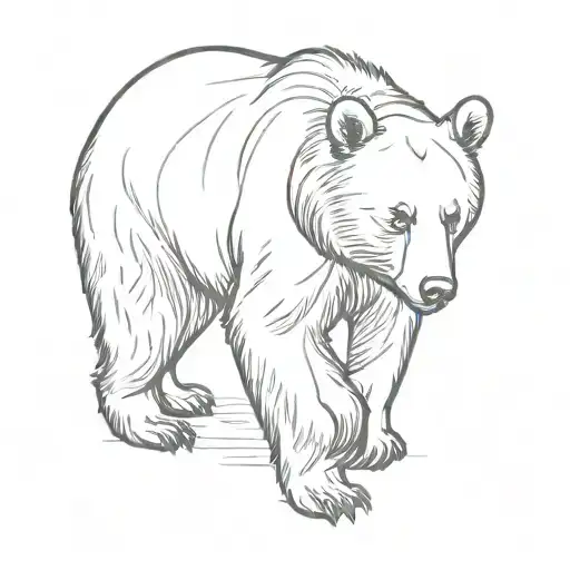 black bear walking tattoo design idea