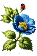 small victorian flower with tiny ladybird perched on it  tattoo design idea