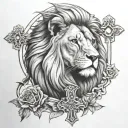 lion and a cross tattoo tattoo design idea