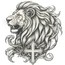lion and a cross tattoo tattoo design idea