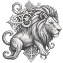 lion and a cross tattoo tattoo design idea