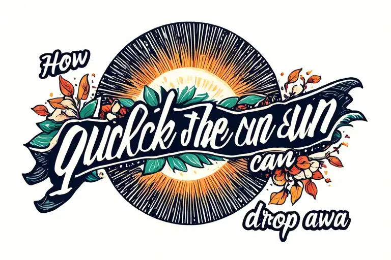 "How quick the sun can drop awa" Tribel tattoo design idea