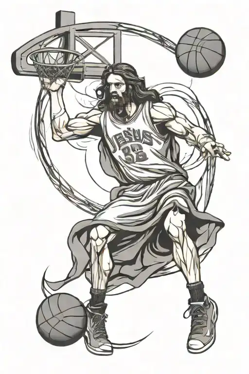 basketball jersey and jesus christ tattoo design idea