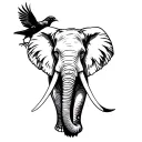 elephant and crow tattoo design idea