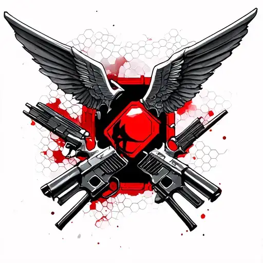 "Fighters" 3D Honeycomb Red tattoo design idea