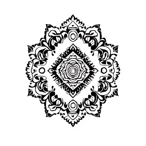 Hmong embroidery cyber tribal tattoo design idea