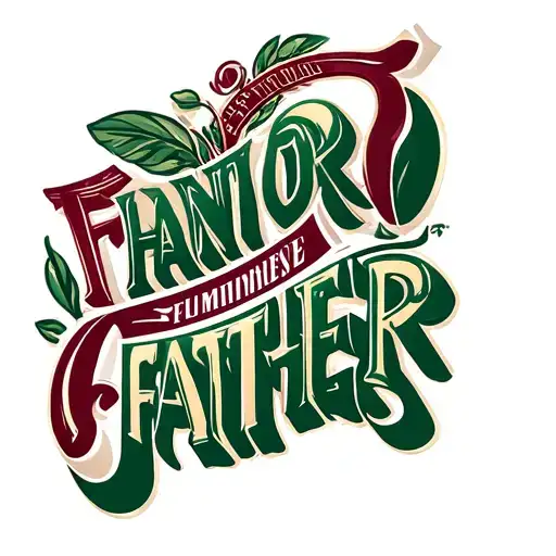 "FATHER" text with elegant typography with a sophisticated touch in the green and maroon colors of the Fluminense team tattoo design idea