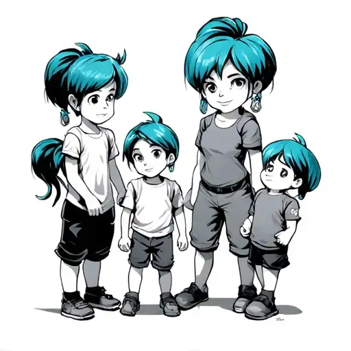 Bulma and their children tattoo design idea