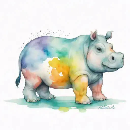 hockey hippo tattoo design idea