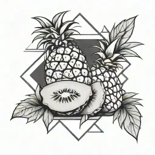 avacodo and pineapple geometric design incorporating tattoo design idea