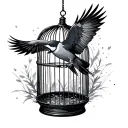 Bird Flying Out Of Cage tattoo design idea