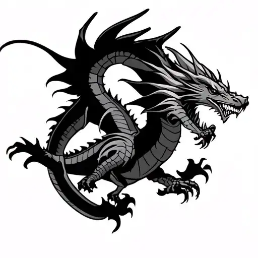 Western Style dragon flying tattoo design idea