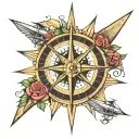 compass rose with sailing and aviation themed tattoo tattoo design idea