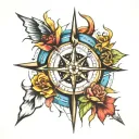 compass rose with sailing and aviation themed tattoo tattoo design idea
