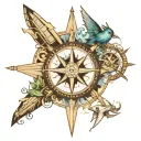 compass rose with sailing and aviation themed tattoo tattoo design idea