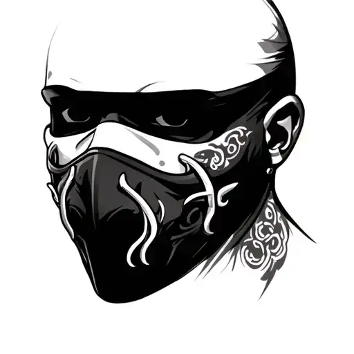 gangster ski mask with piercing tattoo design idea