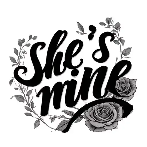script of "she's mine" in cursive writing tattoo design idea