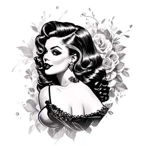 Black Pin Up Girl tattoo design idea
