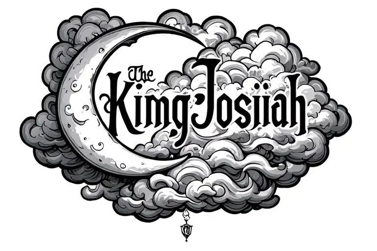 "TheKingJosiah " cloud and crescent moon surrounded tattoo design idea