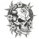bull skull cherry blossoms  tattoo design idea