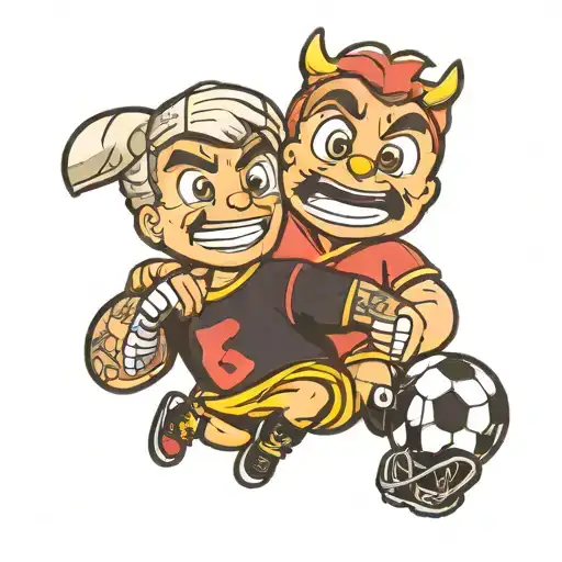 animated character emoji football and love tattoo design idea