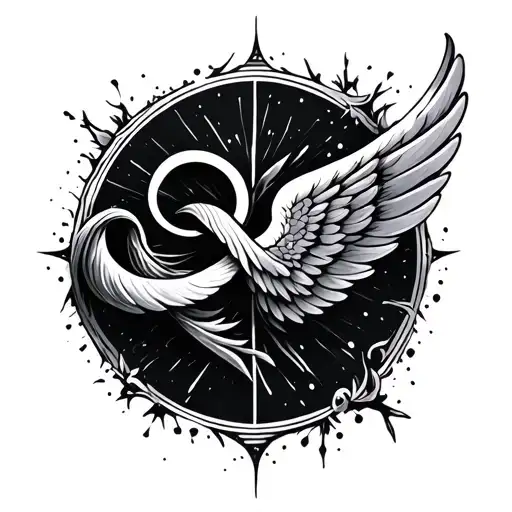 infinity symbol and wing attached tattoo design idea
