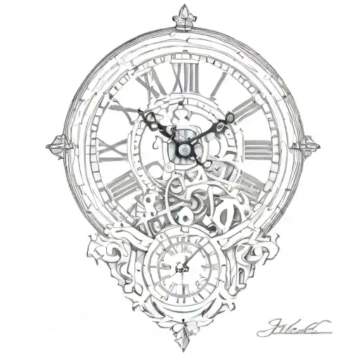 clock movement tattoo design idea