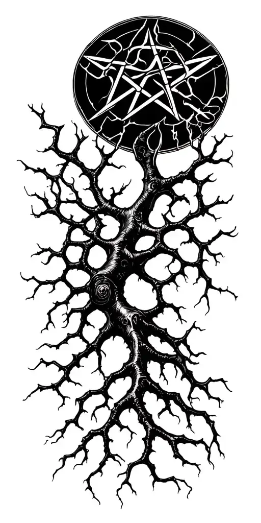 gothic neuron pentagram Los Angeles logo tattoo design idea