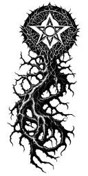 gothic neuron pentagram Los Angeles logo tattoo design idea