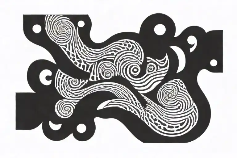 ocean wave repeating armband very simplistic  tattoo design idea