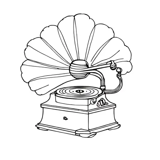 barokem gramophone record, line, simple tattoo tattoo design idea