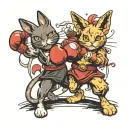 boxing cat and kickboxing rabbit tattoo design idea