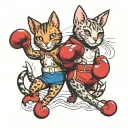 boxing cat and kickboxing rabbit tattoo design idea