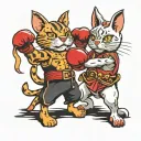 boxing cat and kickboxing rabbit tattoo design idea