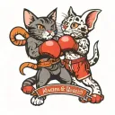 boxing cat and kickboxing rabbit tattoo design idea