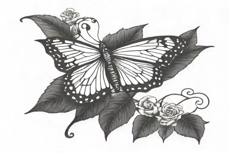 front butterfly with arrow in the side  band tattoo tattoo design idea