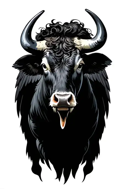  bull with black wings tattoo design idea