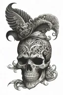 psychedelic skull face tattoo design idea